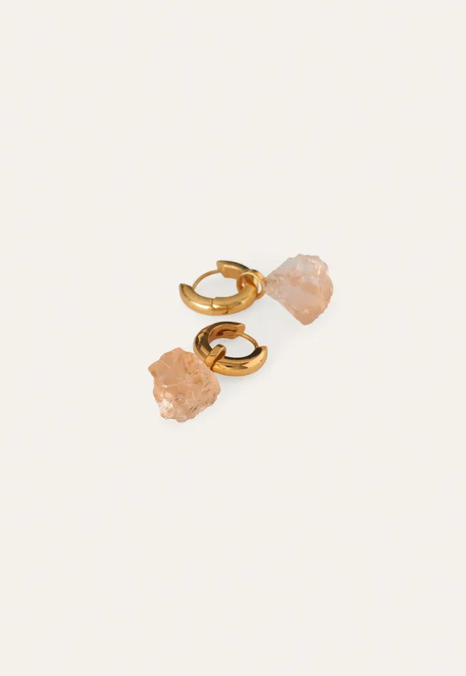 Poetry Fashion Jewellery Women Champagne Stone Earrings Gold And Champagne