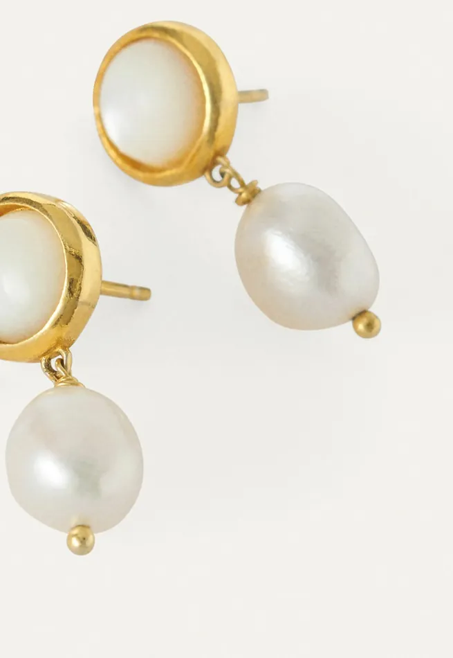 Poetry Fashion Jewellery Women Drop Earrings Golden Pearl
