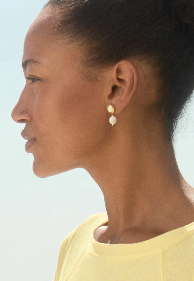 Poetry Fashion Jewellery Women Drop Earrings Golden Pearl