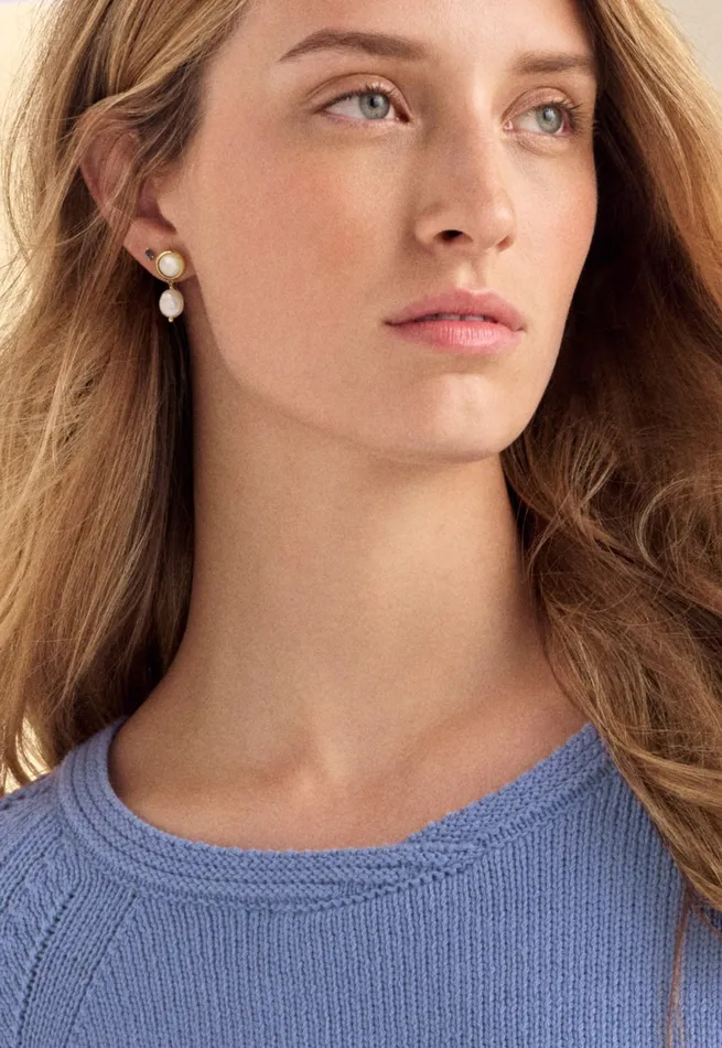 Poetry Fashion Jewellery Women Drop Earrings Golden Pearl