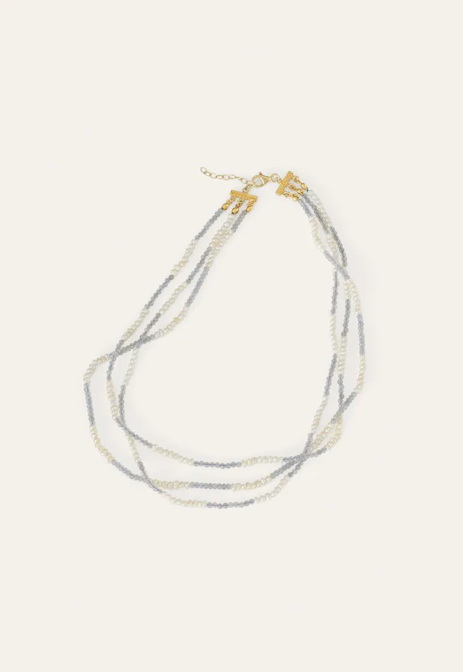 Poetry Fashion Jewellery Women Multibead Necklace Pearl Sky