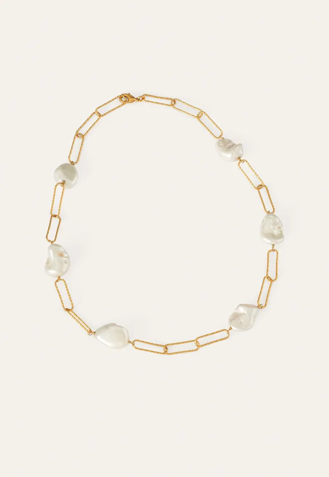 Poetry Fashion Jewellery Women Pearl and Chain Necklace Gold And Pearl