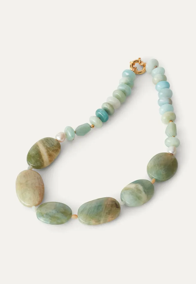 Poetry Fashion Jewellery Women Stone Necklace Aquamarine