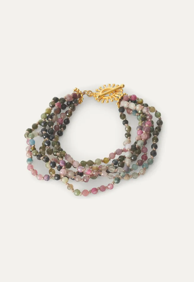 Poetry Fashion Jewellery Women Tourmaline Beaded Bracelet Blush Green