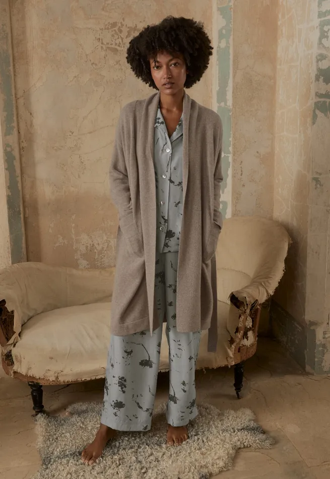 Poetry Fashion Nightwear Women Knitted Robe Soft Taupe
