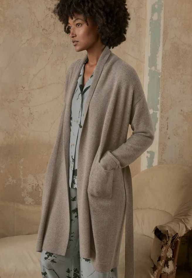 Poetry Fashion Nightwear Women Knitted Robe Soft Taupe