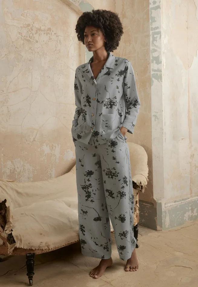Poetry Fashion Nightwear Women Printed Silk Pyjamas Grey Mink