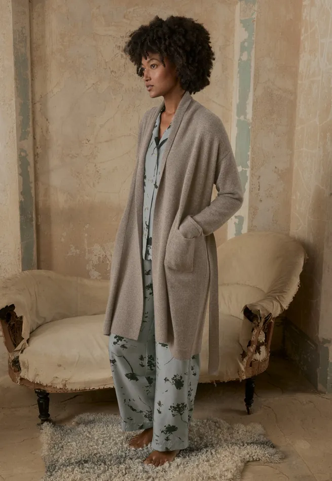 Poetry Fashion Nightwear Women Printed Silk Pyjamas Grey Mink
