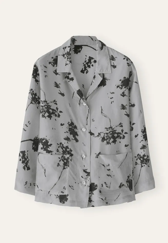 Poetry Fashion Nightwear Women Printed Silk Pyjamas Grey Mink