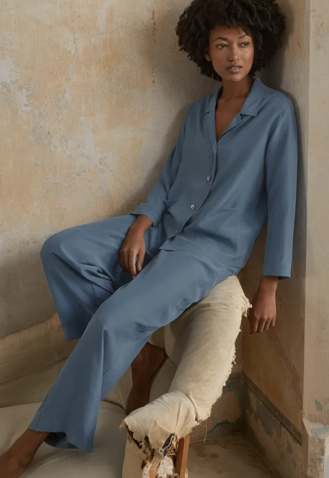 Poetry Fashion Nightwear Women Silk Pyjamas Baltic