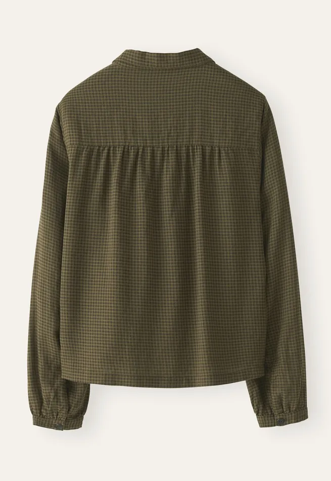 Poetry Fashion Shirts and Tunics Women Check Blouse Dark Khaki