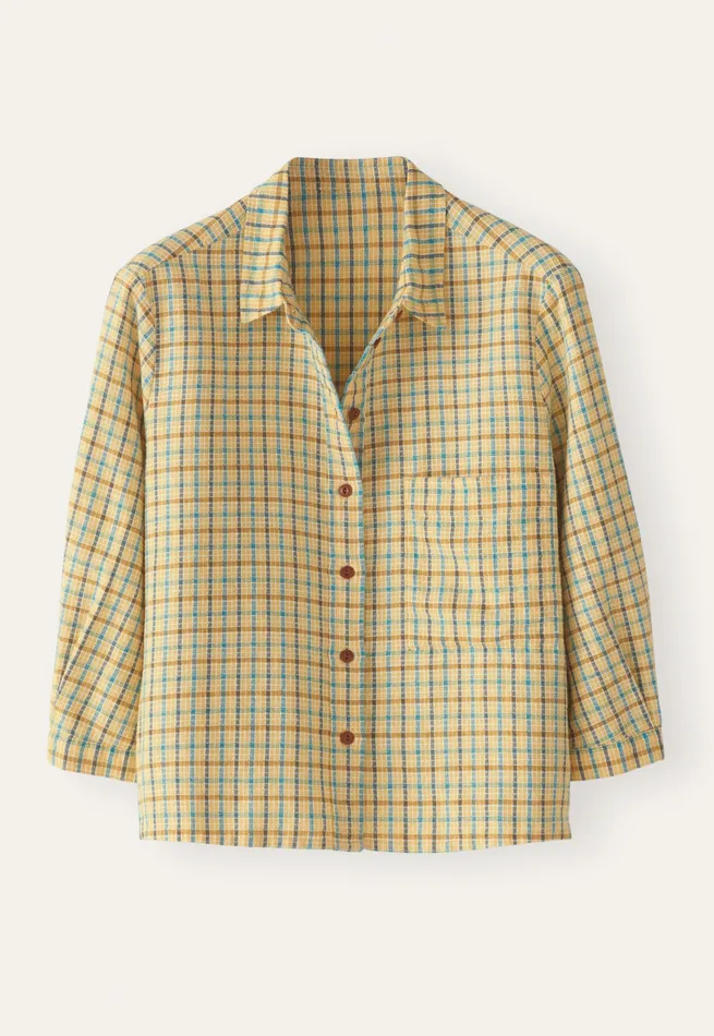 Poetry Fashion Shirts and Tunics Women Checked Shirt Honey Blue