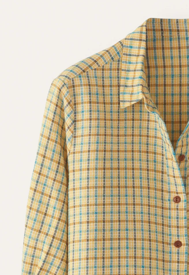 Poetry Fashion Shirts and Tunics Women Checked Shirt Honey Blue