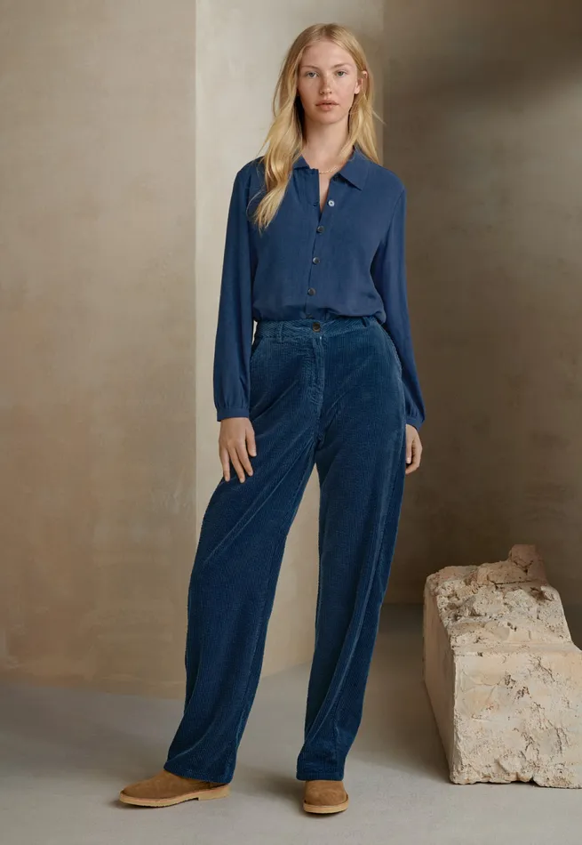 Poetry Fashion Shirts and Tunics Women Collared Blouse Lapis