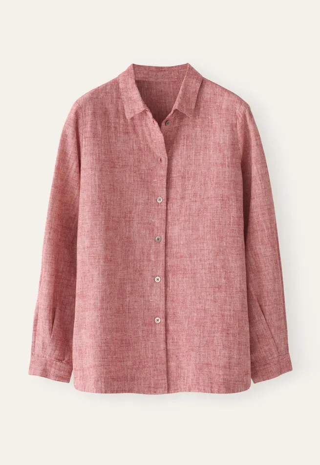 Poetry Fashion Shirts and Tunics Women Curved Hem Overshirt Crimson Pink