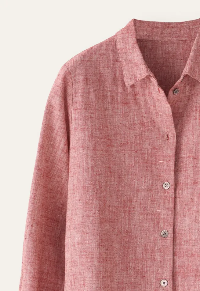 Poetry Fashion Shirts and Tunics Women Curved Hem Overshirt Crimson Pink