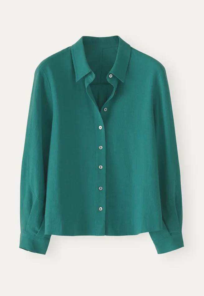 Poetry Fashion Shirts and Tunics Women Curvedsleeve Blouse Soft Turquoise