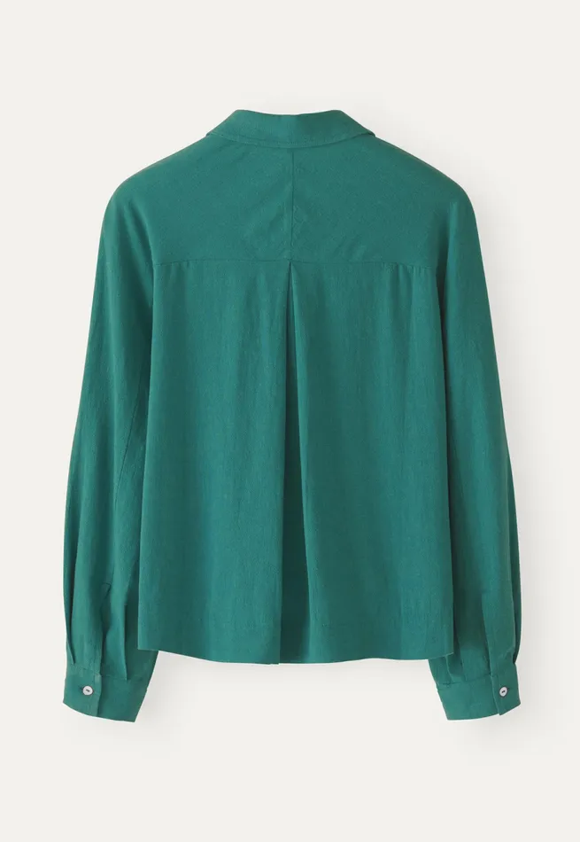 Poetry Fashion Shirts and Tunics Women Curvedsleeve Blouse Soft Turquoise