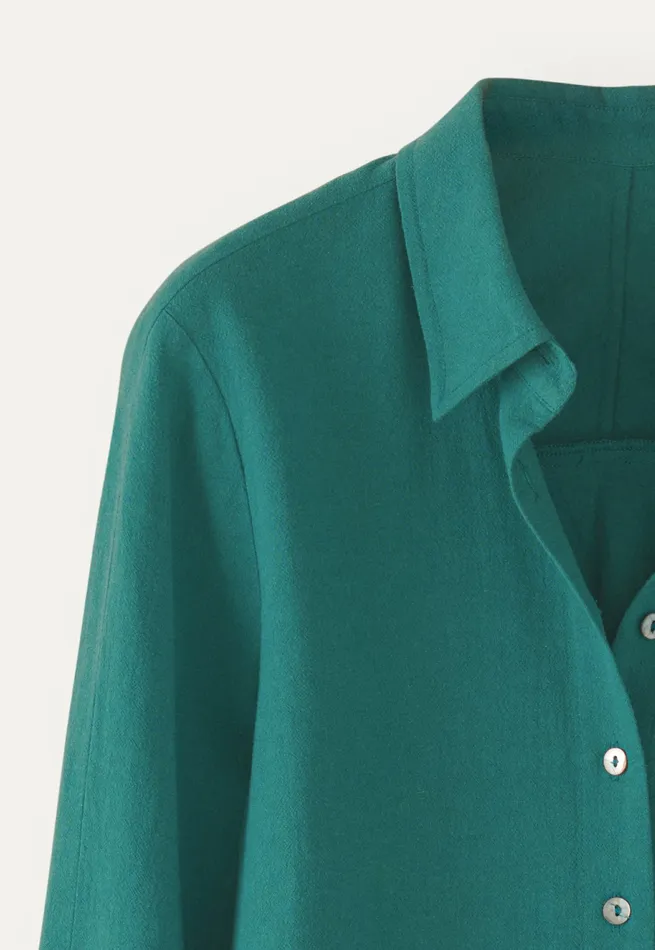 Poetry Fashion Shirts and Tunics Women Curvedsleeve Blouse Soft Turquoise