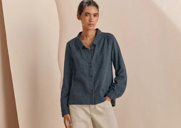 Poetry Fashion Shirts and Tunics Women Dotweave Shirt Soft Indigo