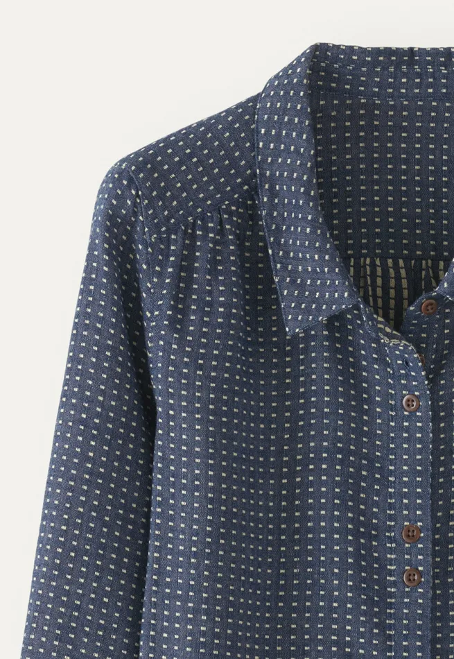 Poetry Fashion Shirts and Tunics Women Dotweave Shirt Soft Indigo