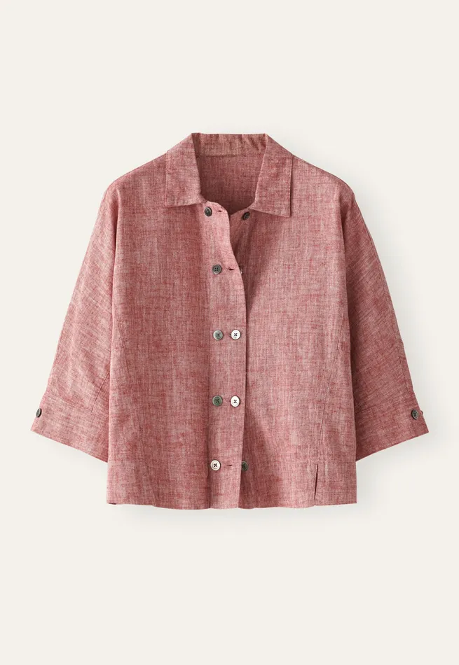 Poetry Fashion Shirts and Tunics Women Doublebreasted Blouse Crimson Pink