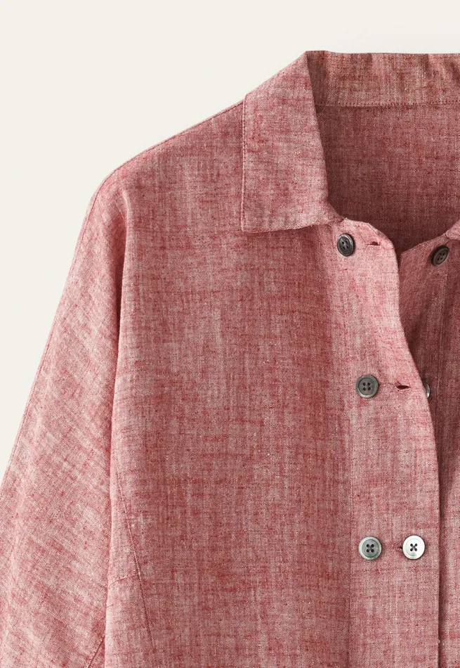 Poetry Fashion Shirts and Tunics Women Doublebreasted Blouse Crimson Pink