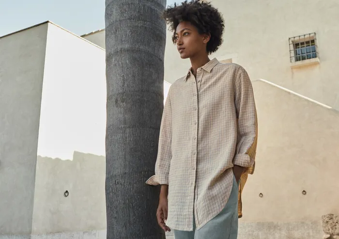 Poetry Fashion Shirts and Tunics Women Gingham Checked Shirt Natural Grey