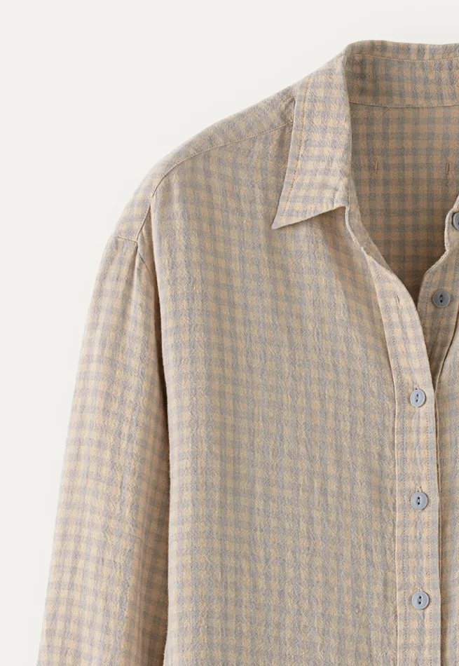 Poetry Fashion Shirts and Tunics Women Gingham Checked Shirt Natural Grey