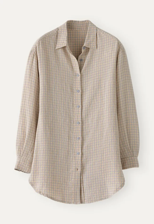 Poetry Fashion Shirts and Tunics Women Gingham Checked Shirt Natural Grey