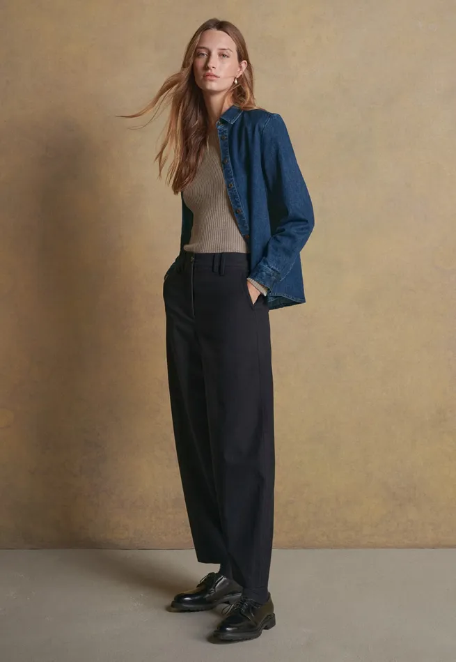 Poetry Fashion Shirts and Tunics Women Indigodyed Overshirt Dark Denim
