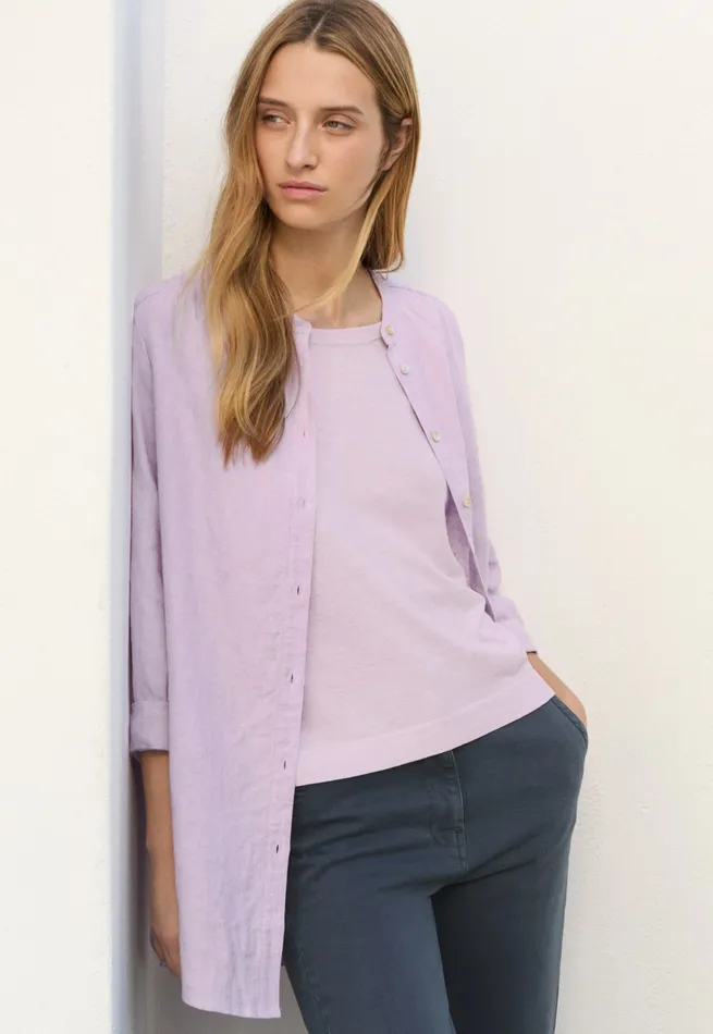 Poetry Fashion Shirts and Tunics Women Long Curvedhem Shirt Pink Lilac