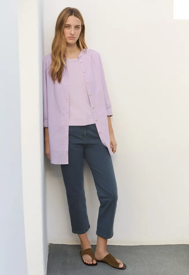 Poetry Fashion Shirts and Tunics Women Long Curvedhem Shirt Pink Lilac