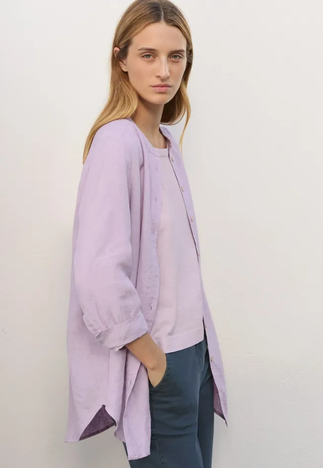 Poetry Fashion Shirts and Tunics Women Long Curvedhem Shirt Pink Lilac