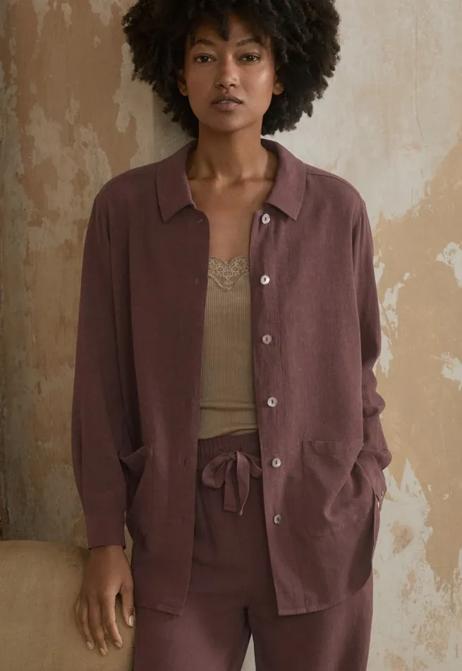 Poetry Fashion Shirts and Tunics Women Overshirt Dark Mulberry