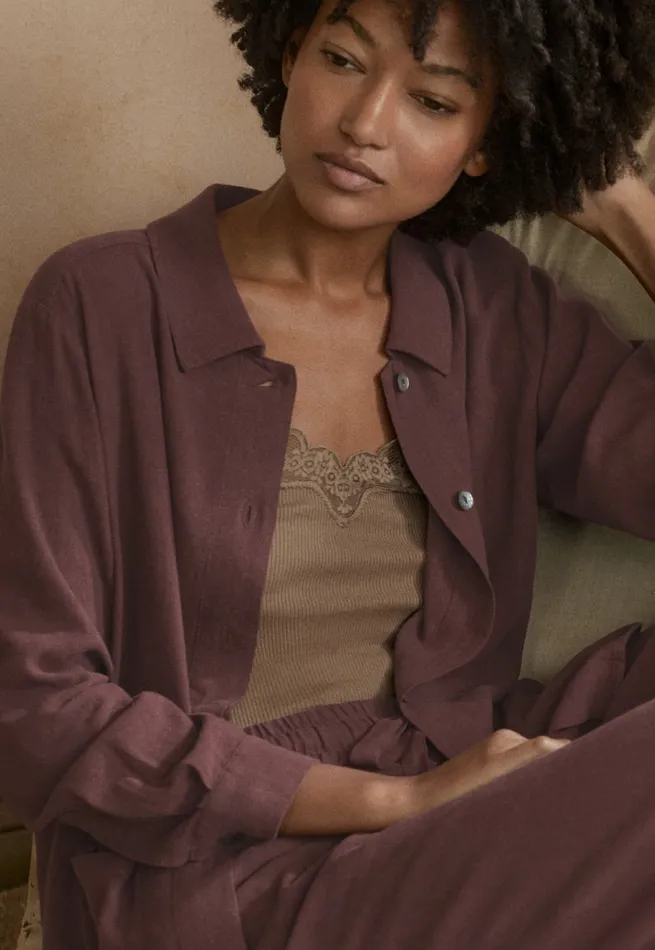 Poetry Fashion Shirts and Tunics Women Overshirt Dark Mulberry