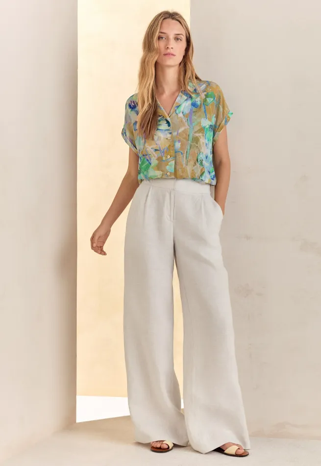 Poetry Fashion Shirts and Tunics Women Printed Shirt Aqua Tan