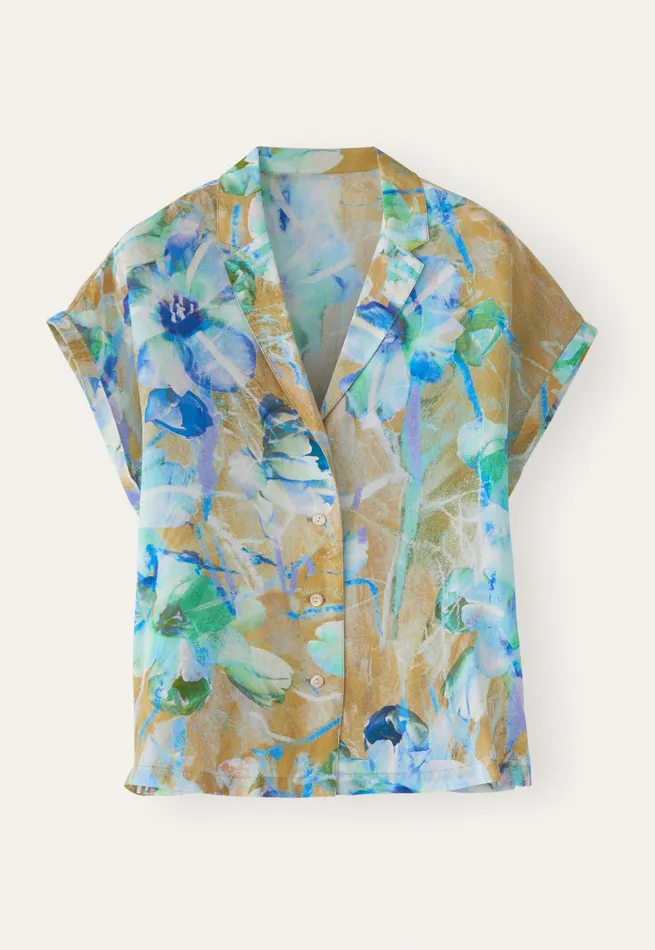 Poetry Fashion Shirts and Tunics Women Printed Shirt Aqua Tan