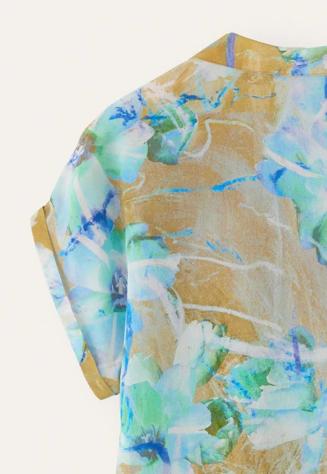Poetry Fashion Shirts and Tunics Women Printed Shirt Aqua Tan