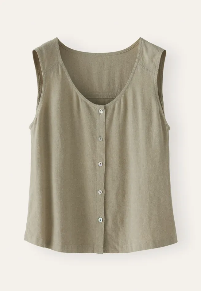 Poetry Fashion Shirts and Tunics Women Sleeveless Top Dried Sage