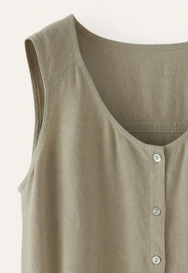 Poetry Fashion Shirts and Tunics Women Sleeveless Top Dried Sage