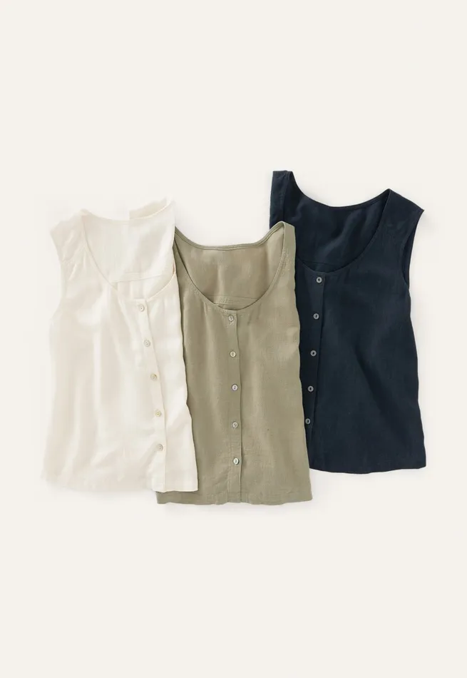 Poetry Fashion Shirts and Tunics Women Sleeveless Top Dried Sage