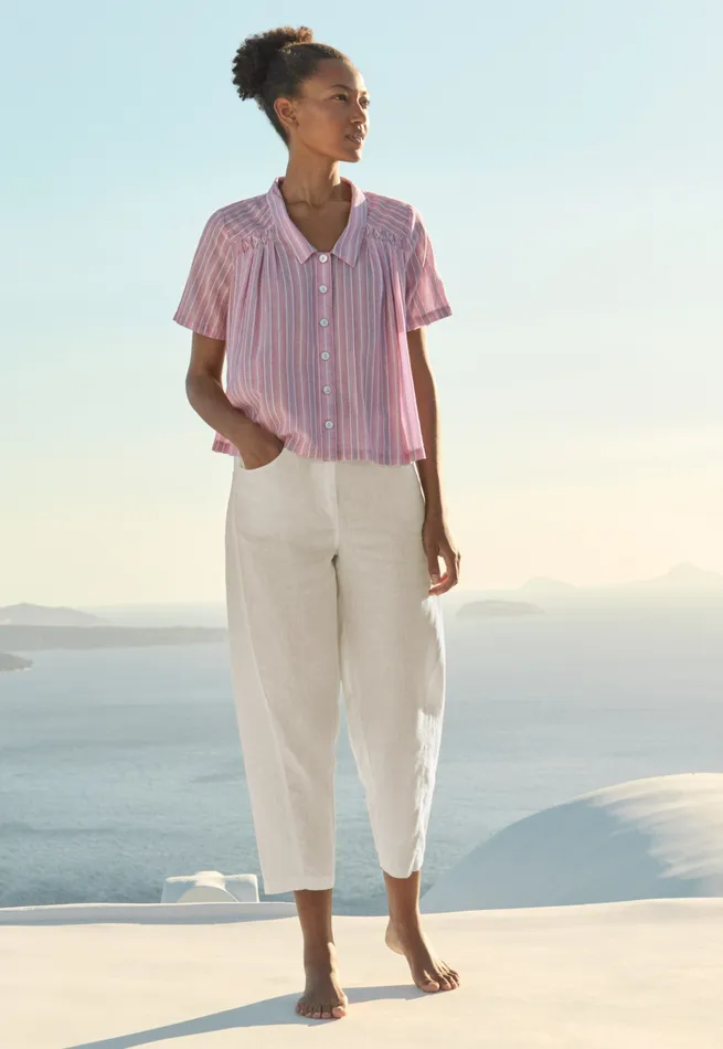 Poetry Fashion Shirts and Tunics Women Striped Pleated Shirt Lilac Pink