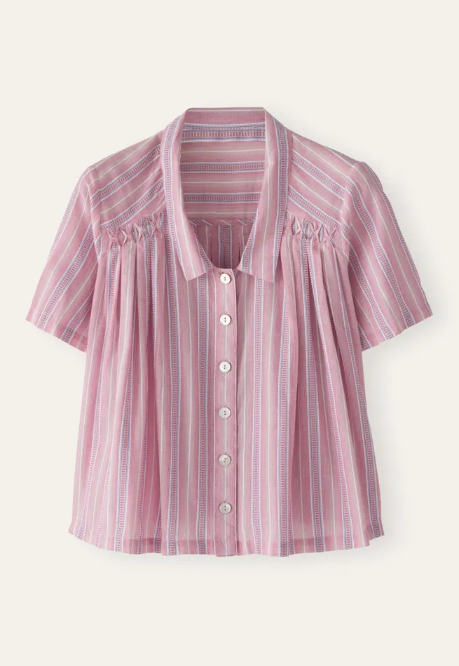 Poetry Fashion Shirts and Tunics Women Striped Pleated Shirt Lilac Pink