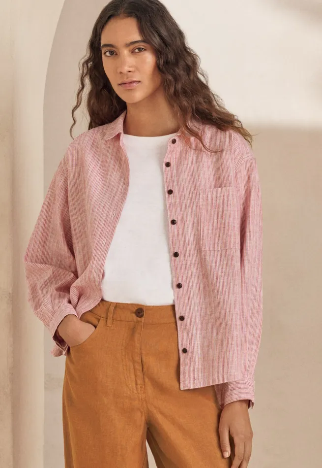 Poetry Fashion Shirts and Tunics Women Striped Shirt Soft Coral