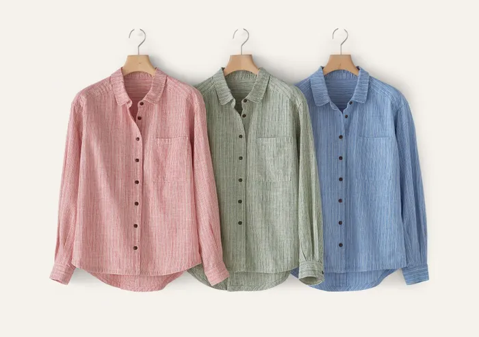 Poetry Fashion Shirts and Tunics Women Striped Shirt Soft Coral