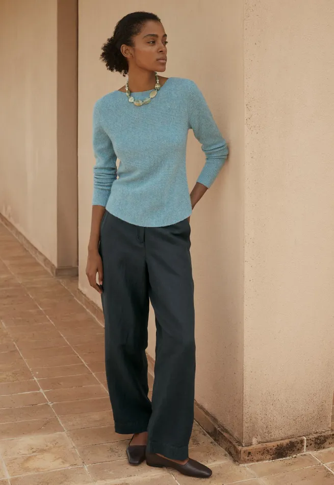 Poetry Fashion Sweaters Women Boatneck Sweater Aqua