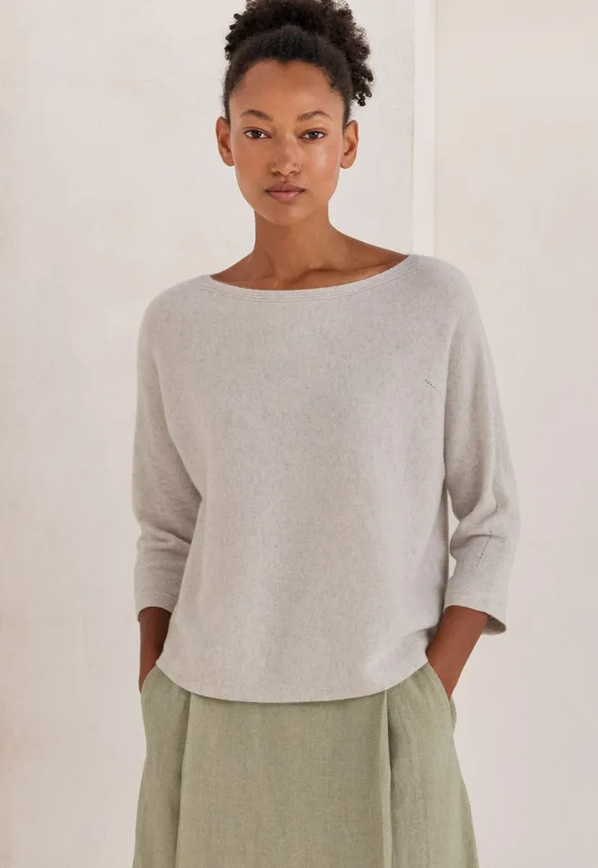 Poetry Fashion Sweaters Women Boatneck Sweater Grey Pearl