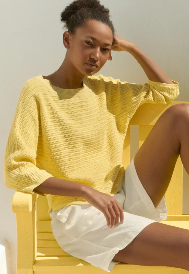 Poetry Fashion Sweaters Women Boatneck Sweater Lemon