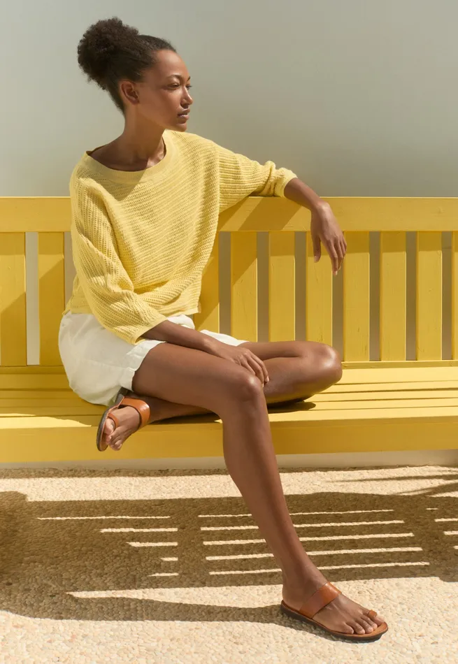 Poetry Fashion Sweaters Women Boatneck Sweater Lemon